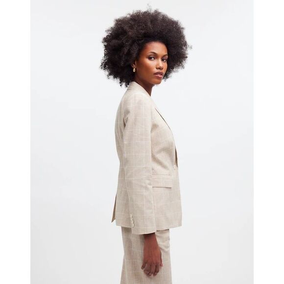 Madewell The Slim Blazer in Sesame Maeve Glen Plaid Size M - Picture 1 of 11